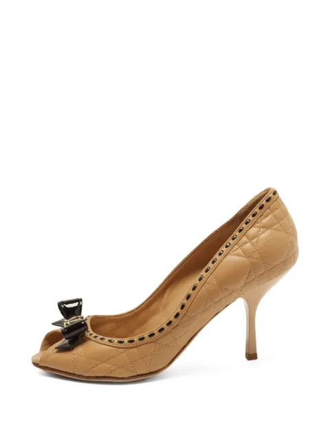 Christian Dior Pre-Owned Idyll quilted peep-toe pumps Neutrals 1372278