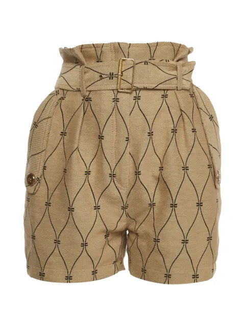 Elisabetta Franchi monogram jacquard belted shorts Neutrals 1382358