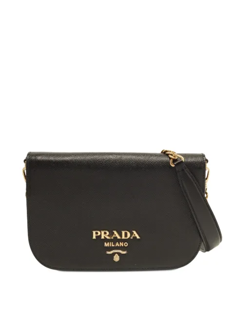 Prada Pre-Owned Flap saffiano lux leather mini crossbody bag Black 1389865
