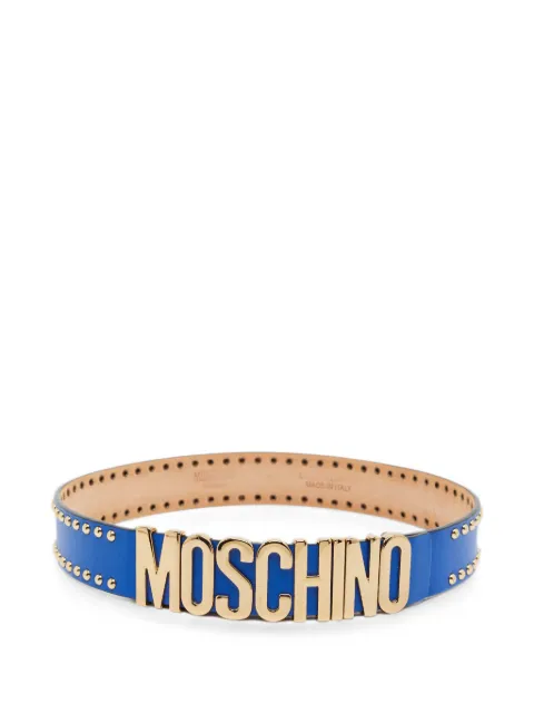 Moschino Pre-Owned studded logo waist belt Blue 1401771