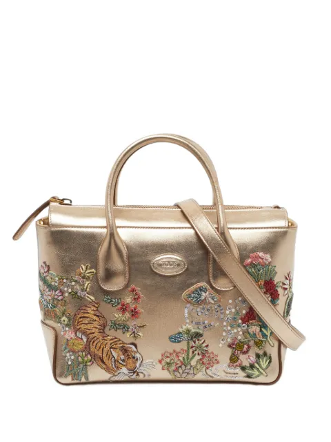 Tod's Vintage x Rahul Mishra DI embroidered leather tote bag Gold 1392355