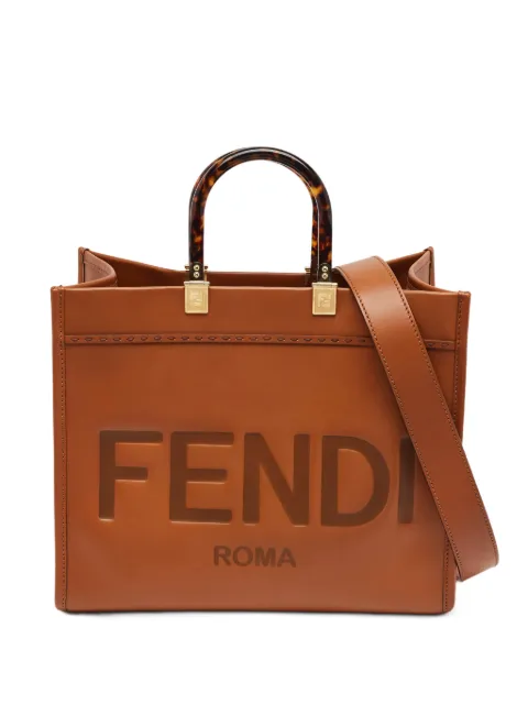 Fendi Pre-Owned 2021 medium Sunshine tortoiseshell-handle tote bag Brown 1382834