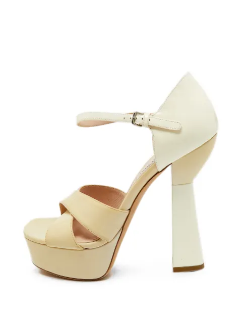 Miu Miu Pre-Owned criss-cross platform sandals Neutrals 1385390