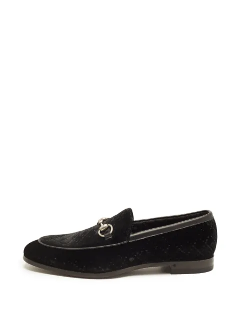 Gucci Pre-Owned Horsebit diamond velvet loafers Black 1403407