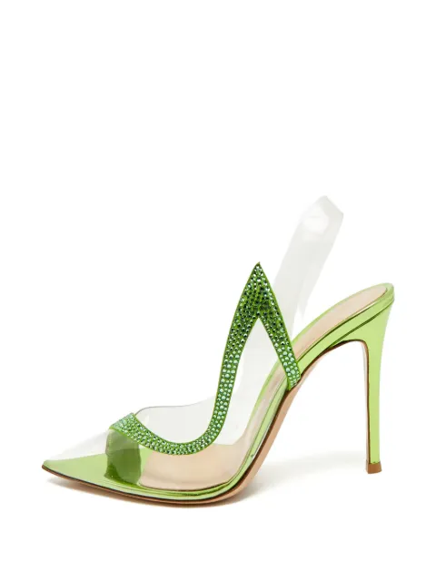 Gianvito Rossi Hortensia crystal-embellished slingback pumps Green 1382953