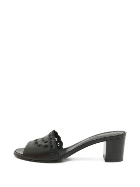 Hermès Pre-Owned Gwladys leather heeled sandals Black 1381721