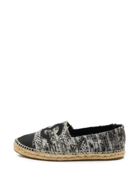CHANEL Pre-Owned interlocking-CC flat espadrilles Black 1381729