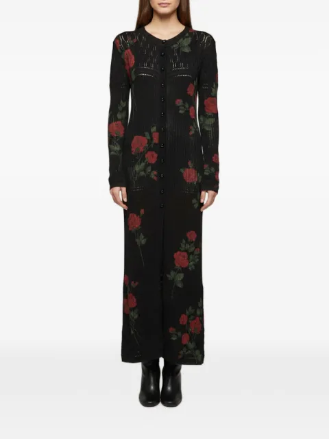 Magda Butrym 2024 rose-print pointelle-knit midi dress Black 1379795