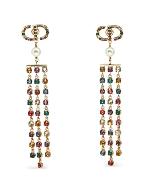 Christian Dior Pre-Owned CD crystal fringe-drop earrings Gold 1378367