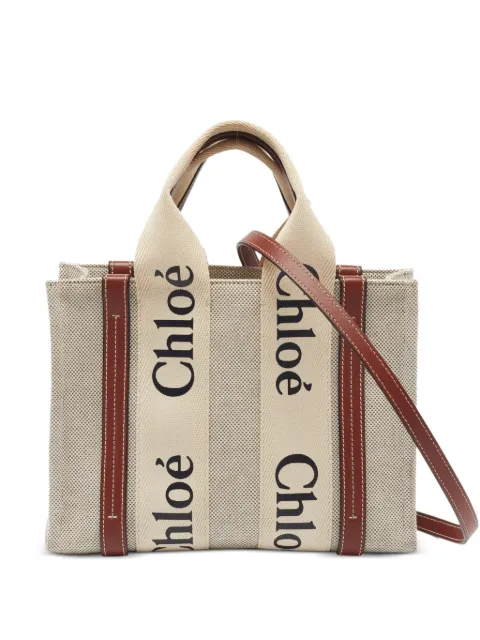 Chloé Pre-Owned Woody leather-trim tote bag Neutrals 1393860