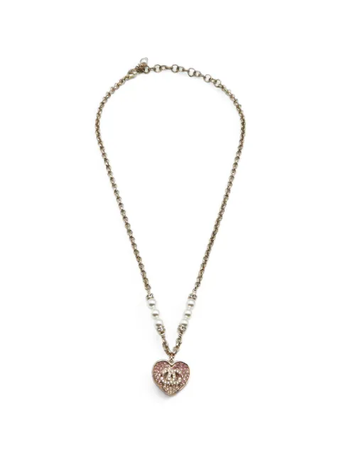 CHANEL Pre-Owned Interlocking CC heart-pendant necklace Gold 1376989