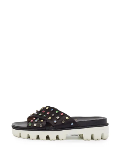 Valentino Garavani Pre-Owned criss-cross crystal-embellished sandals Black 1385663