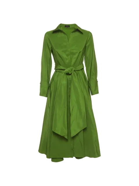 Carolina Herrera Vintage belted pleated shirt midi dress Green 1386873