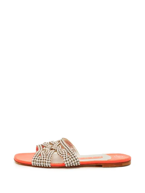 Gina crystal-embellished leather slides Orange 1293210