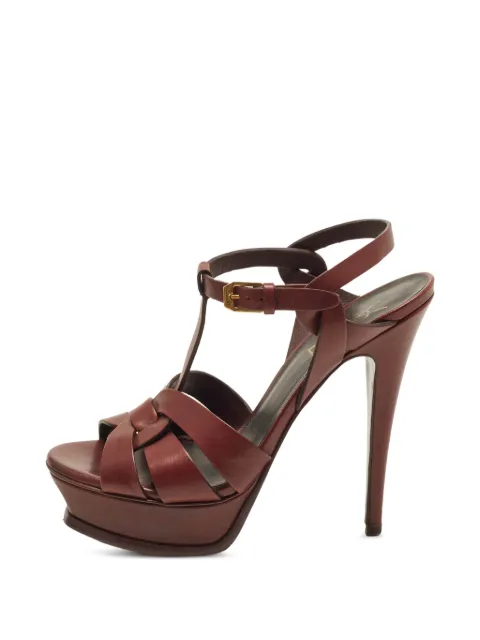 Saint Laurent Pre-Owned Tribute platform sandals Red 1398954