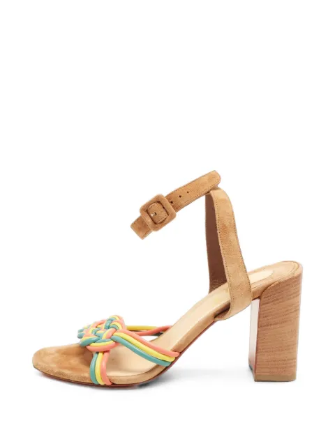 Christian Louboutin Pre-Owned Ella ankle-wrap block-heel sandals Neutrals 1386639