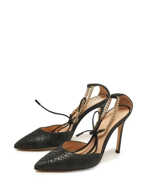 Gianvito Rossi snakeskin-embossed ankle-tie pumps Black 1388875