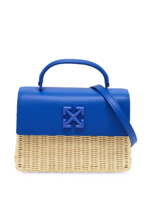 Off-White Pre-Owned Jitney 1.4 straw handbag Blue 1387674