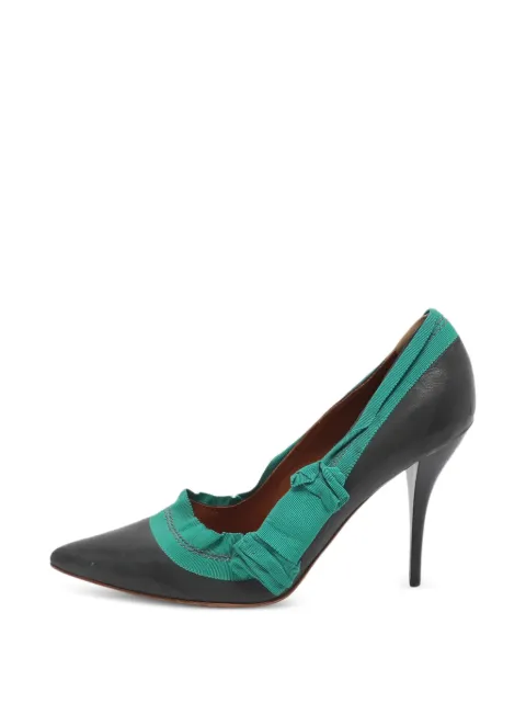 Lanvin Pre-Owned ruffled grosgrain-trim pumps Black 1252553