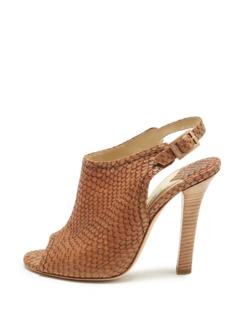 Jimmy Choo Pre-Owned snakeskin-effect slingback sandals Brown 1381629