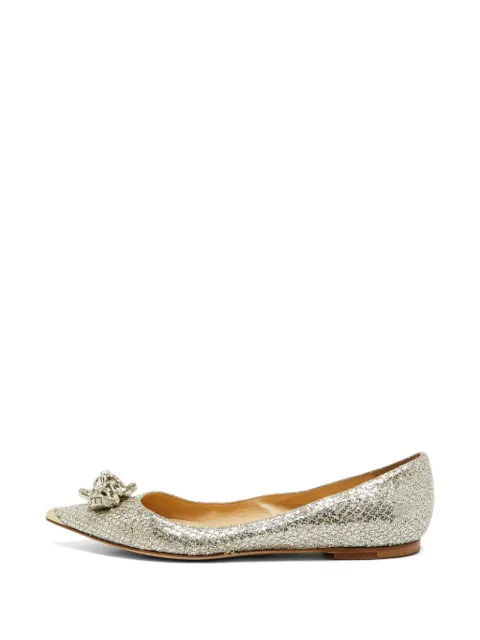 Jimmy Choo Pre-Owned crystal-embellished ballet flats Silver 1385428