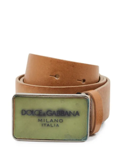 Dolce & Gabbana Pre-Owned logo-plaque leather belt Brown 1403290