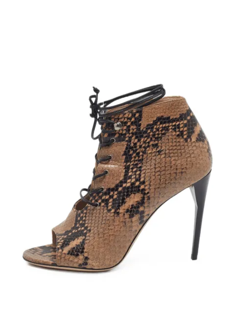 Miu Miu Pre-Owned snakeskin-embossed heeled ankle boots Brown 1401858