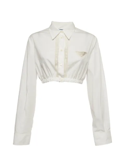 Prada Pre-Owned lace-trim shirt White 1401513