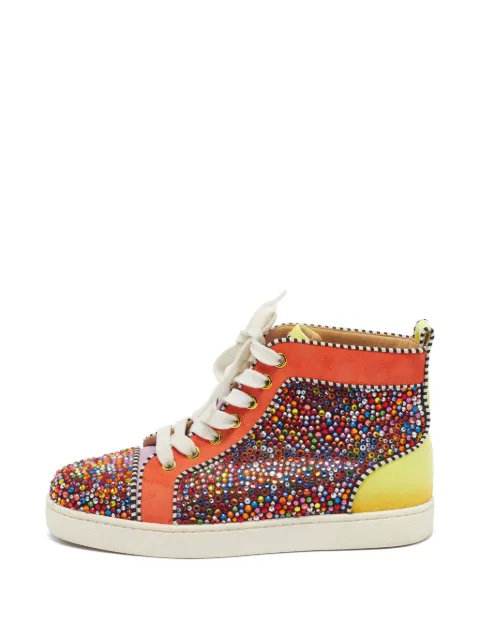 Christian Louboutin Pre-Owned Louis strass-embellished high-top sneakers Orange 1398257