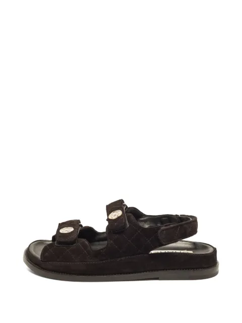 CHANEL Pre-Owned touch-strap flat sandals Black 1397686