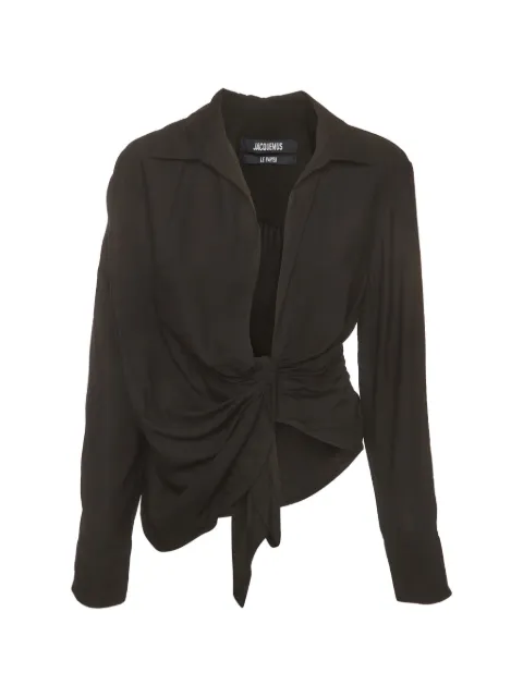 Jacquemus Pre-Owned La Chemise Bahia draped blouse Black 1401466