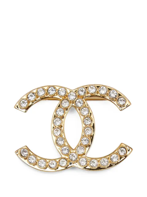 CHANEL Pre-Owned CC crystal brooch Gold 1397288
