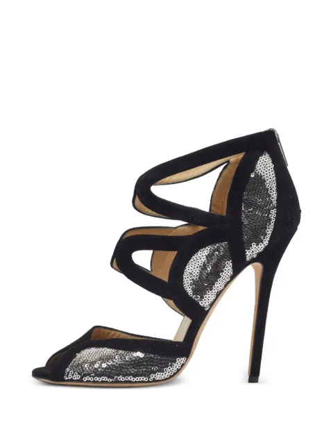 Jimmy Choo Pre-Owned Tempest sequin-embellished sandals Black 1393314