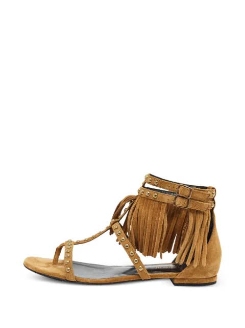 Saint Laurent Pre-Owned fringed studded sandals Brown 1396443
