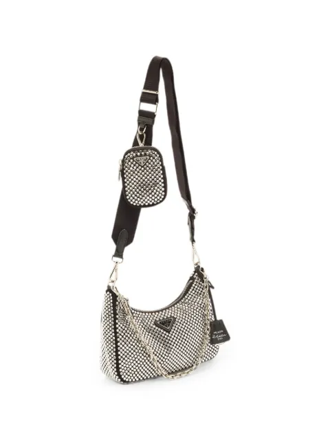 Prada Pre-Owned Re-Edition 2005 crystal-studded shoulder bag Silver 1396904