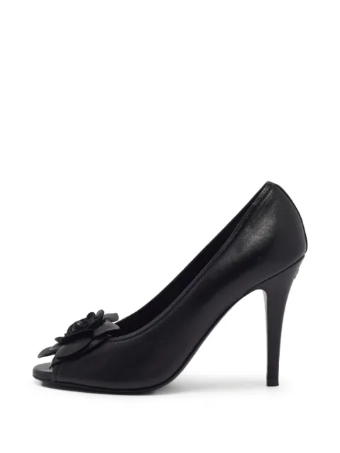 CHANEL Pre-Owned Camellia peep-toe pumps Black 1404150