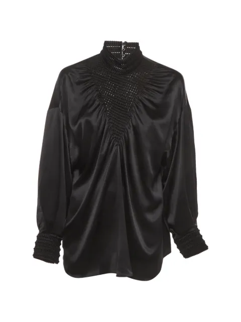 Fendi Pre-Owned smocked-neck long-sleeve blouse Black 1390431