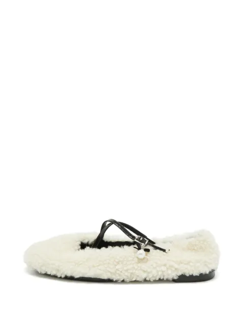 Jimmy Choo Pre-Owned Eleri shearling ballet flats White 1390893