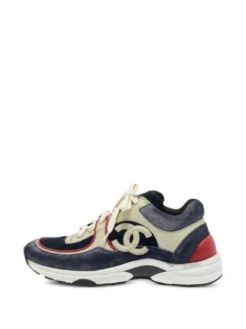 CHANEL Pre-Owned CC lace-up sneakers Blue 1403405