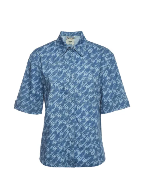 Fendi Pre-Owned logo-print chambray shirt Blue 1400379