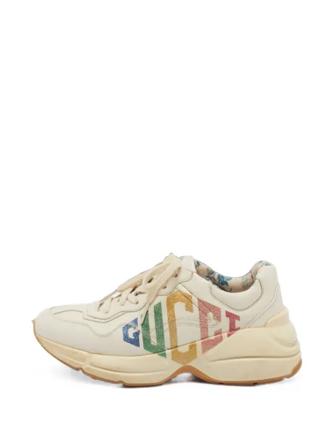 Gucci Pre-Owned Rhyton logo-print sneakers Neutrals 1393130