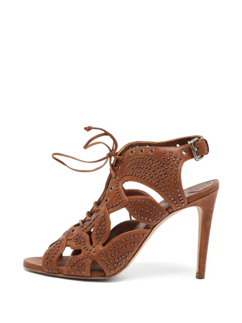 Miu Miu Pre-Owned studded lace-up sandals Brown 1397734