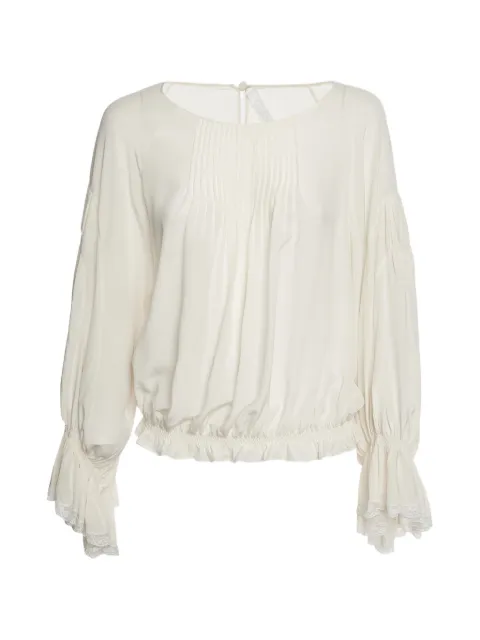 Chloé Pre-Owned lace-trim ruffled blouse Neutrals 1384384