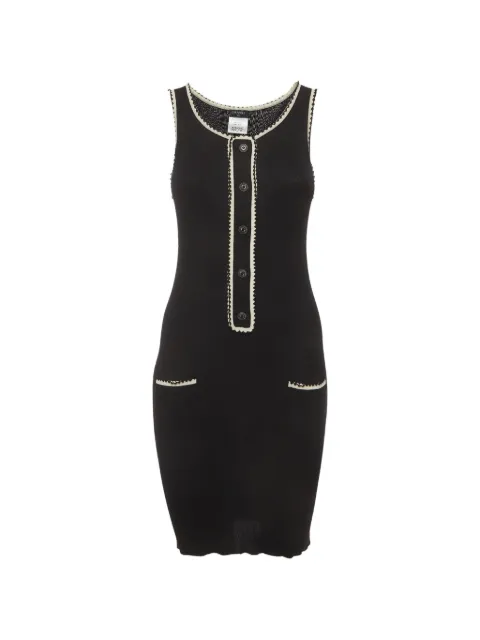 CHANEL Pre-Owned ribbed-knit midi dress Black 1394487