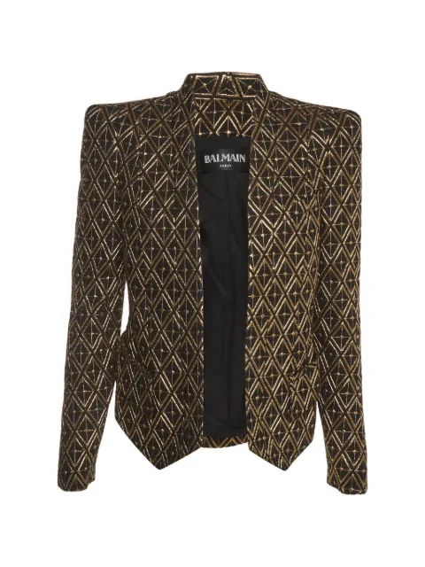 Balmain Pre-Owned geometric diamond jacquard blazer Black 1386897