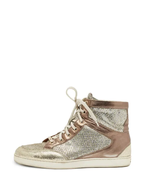 Jimmy Choo Pre-Owned Tokyo glitter high-top sneakers Gold 1401784