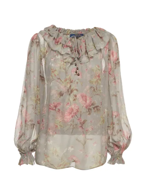 Polo Ralph Lauren Vintage floral-print ruffled blouse Green 1391608