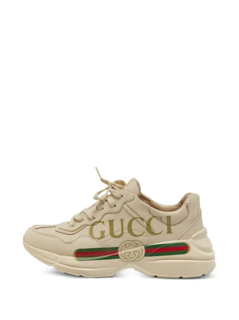 Gucci Pre-Owned Rhyton chunky lace-up sneakers Neutrals 1382929