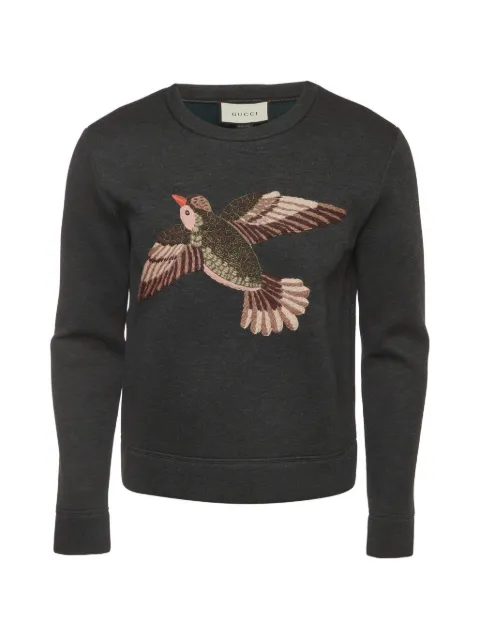 Gucci Pre-Owned embroidered-bird sweatshirt Grey 1386455
