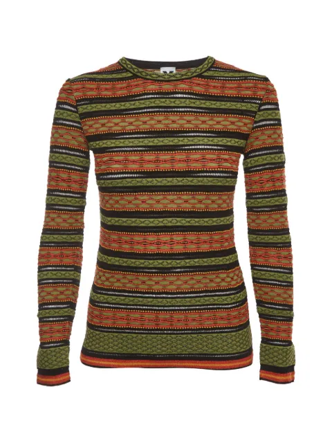 Missoni Pre-Owned striped jacquard long-sleeved T-shirt Green 1381593